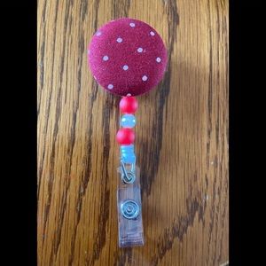 New Red and Pearl Beaded Interchangeable Badge Reel Interchangeable Badge Topper